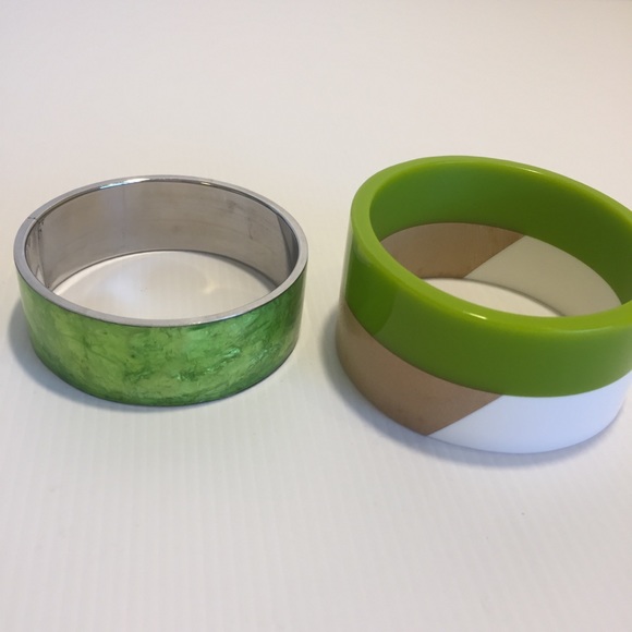 LIME GREEN BRACELET DUO resin feel enamel look - Picture 3 of 14